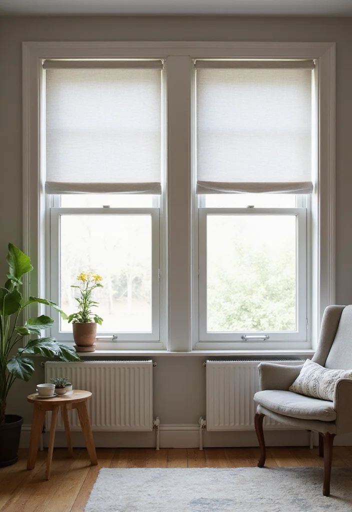 12 Two Window Curtain Ideas for Balanced Natural Light - 12. Adjustable Light Filtering Shades