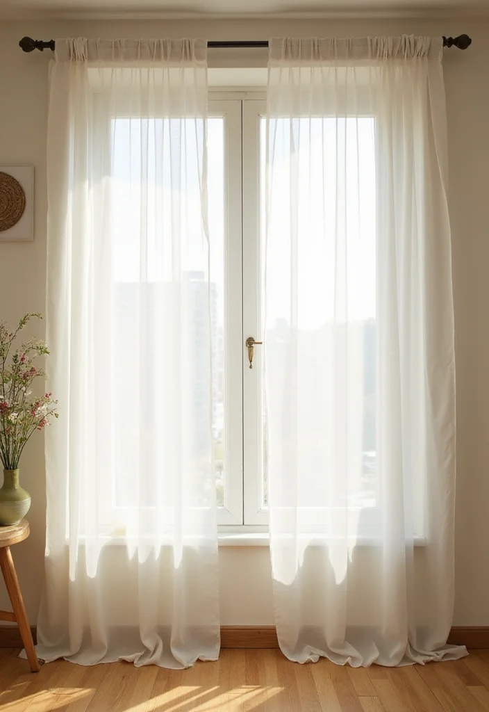 12 Two Window Curtain Ideas for Balanced Natural Light - 6. Sheer Voile Curtains
