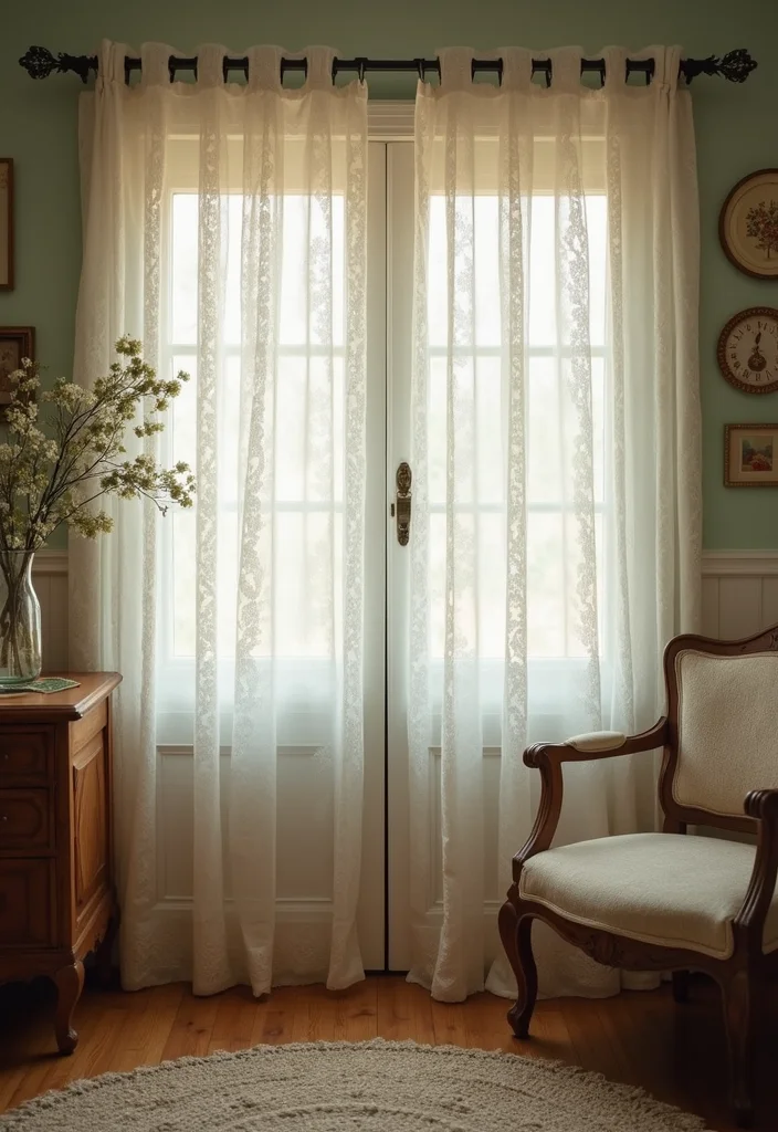 12 Vintage Curtain Ideas for Charming Retro Appeal 12 12 Vintage Curtain Ideas for Charming Retro Appeal - 2. Lace Curtains for a Romantic Look