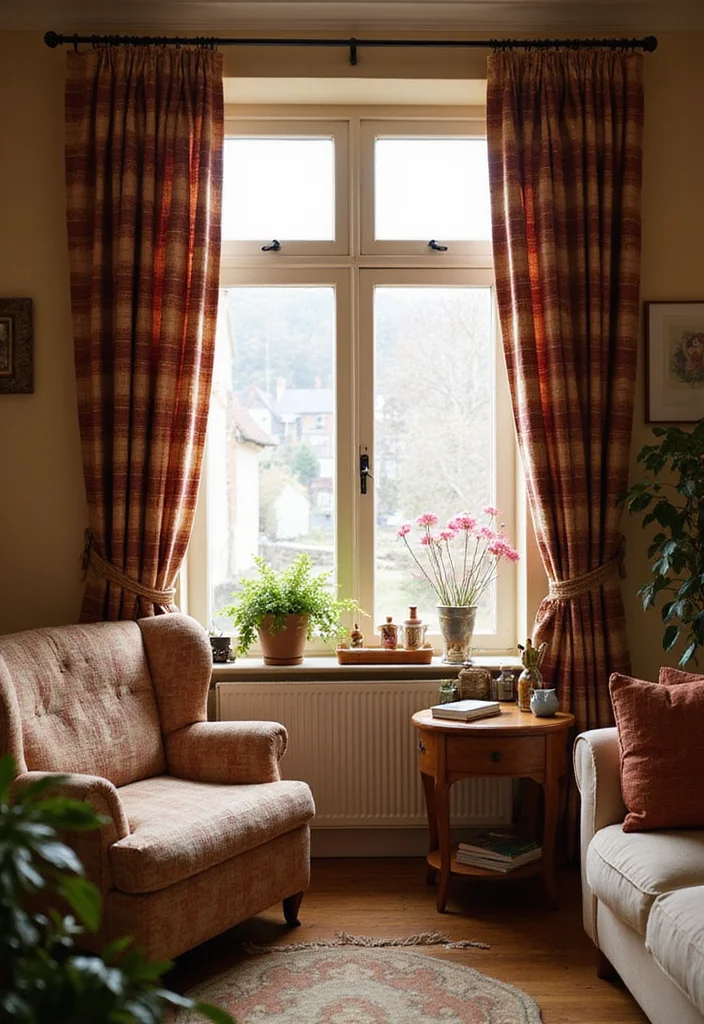 12 Vintage Curtain Ideas for Charming Retro Appeal 78 12 Vintage Curtain Ideas for Charming Retro Appeal - 8. Vintage Plaid for Cozy Feel