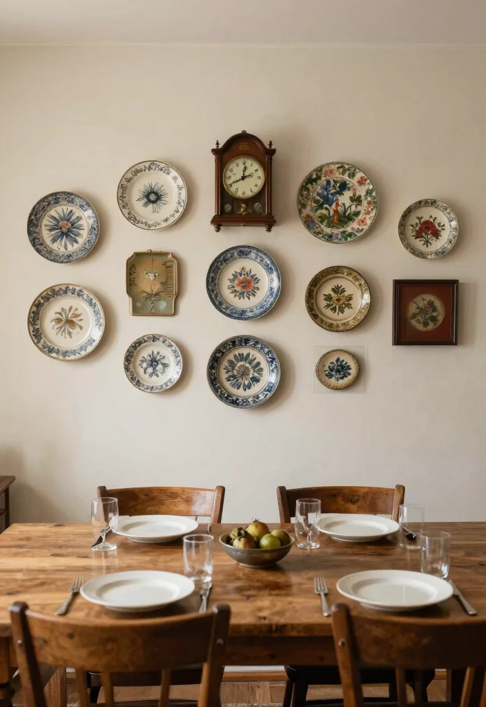 12 Vintage Dining Room Wall Decor Ideas That Add Instant Character - 10. Curated Vintage Finds 1