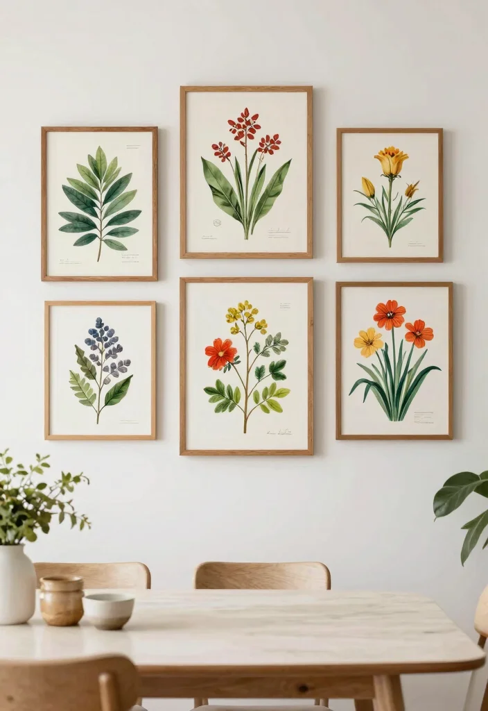 12 Vintage Dining Room Wall Decor Ideas That Add Instant Character - 11. Botanical Prints and Frames 1
