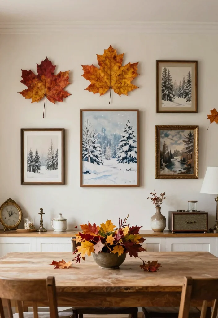 12 Vintage Dining Room Wall Decor Ideas That Add Instant Character - 12. Seasonal Decor Rotations 1