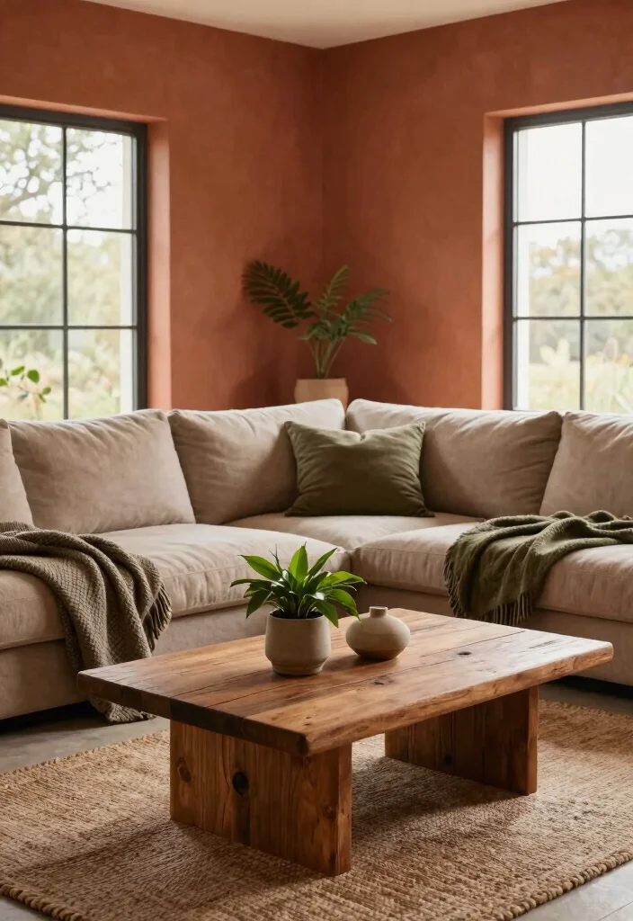 12 Warm Living Room Paint Colors That Make Spaces Feel Inviting - 2. Earthy Terracotta 1
