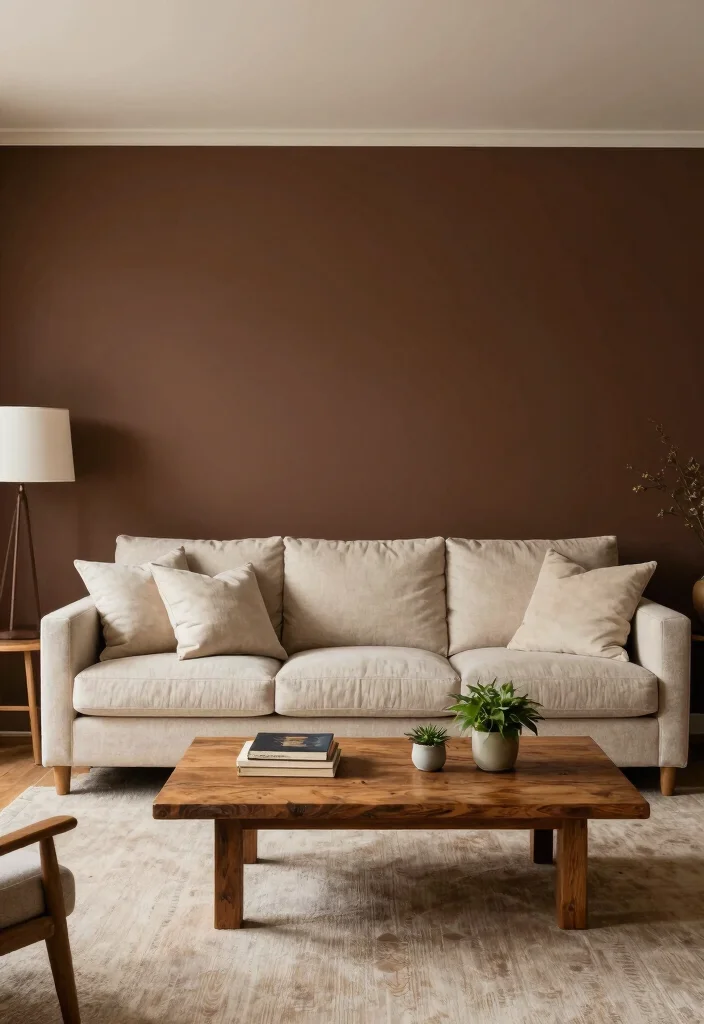 12 Warm Living Room Paint Colors That Make Spaces Feel Inviting - 6. Rich Chocolate Brown 1