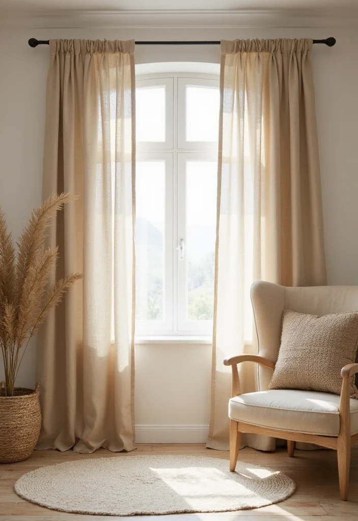 14 Bohemian Curtain Ideas for Artistic Relaxed Texture - 1. Organic Linen Curtains