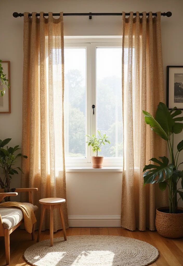 14 Bohemian Curtain Ideas for Artistic Relaxed Texture - 10. Natural Jute Curtains