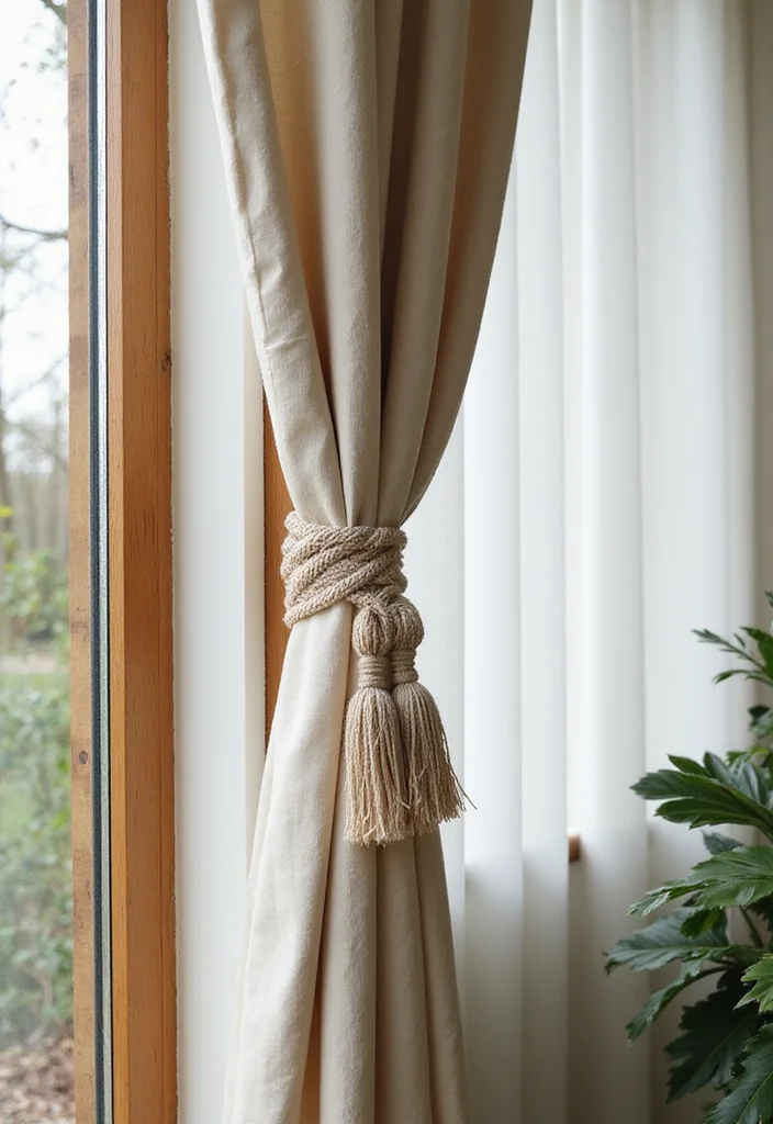 14 Bohemian Curtain Ideas for Artistic Relaxed Texture - 3. Macrame Curtain Tiebacks