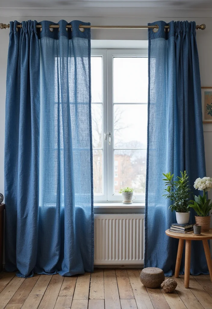 14 Bohemian Curtain Ideas for Artistic Relaxed Texture - 8. Recycled Denim Curtains