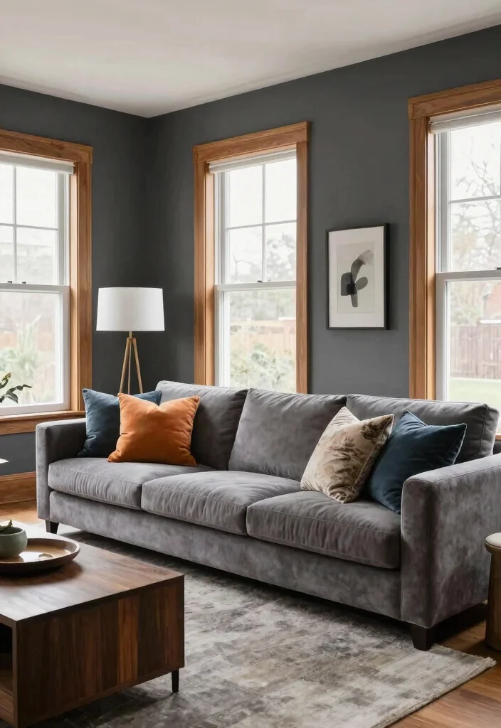 14 Cozy Living Room Paint Colors for a Comfortable Relaxed Space - 12. Charcoal Gray 1