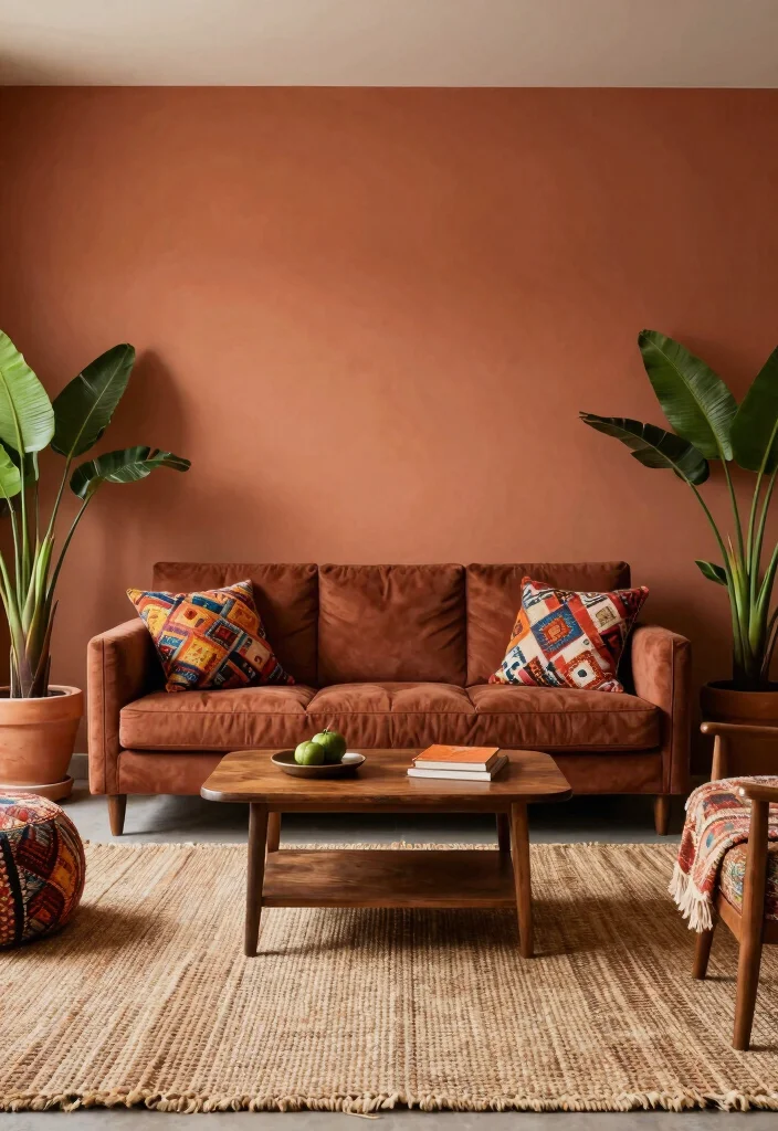 14 Cozy Living Room Paint Colors for a Comfortable Relaxed Space - 6. Terracotta 1