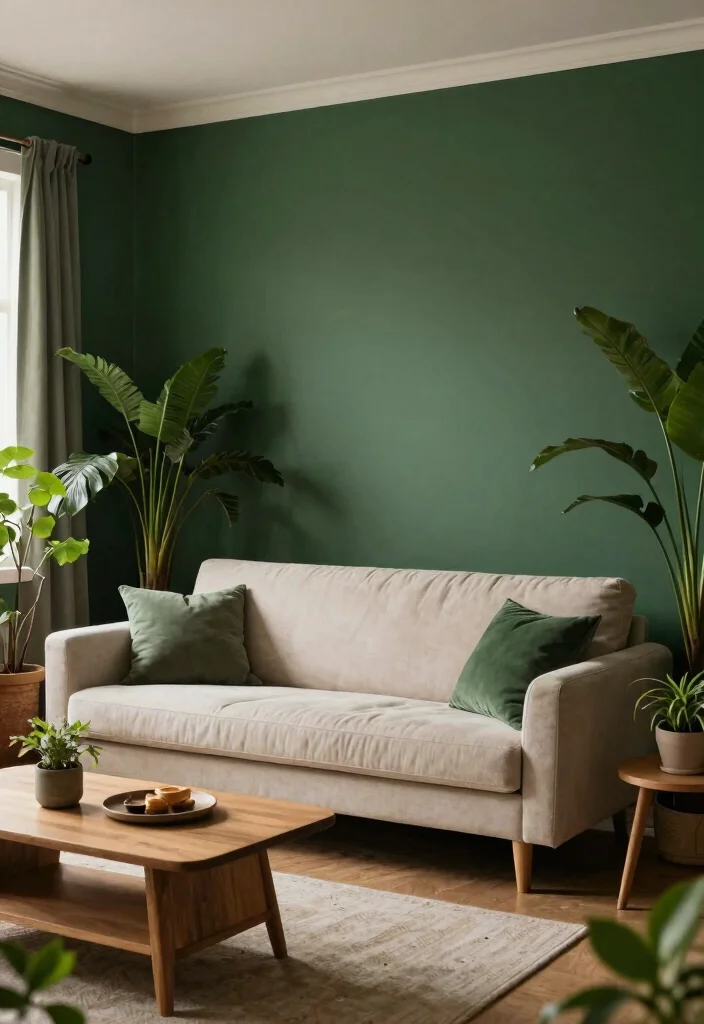 14 Cozy Living Room Paint Colors for a Comfortable Relaxed Space - 8. Forest Green 1