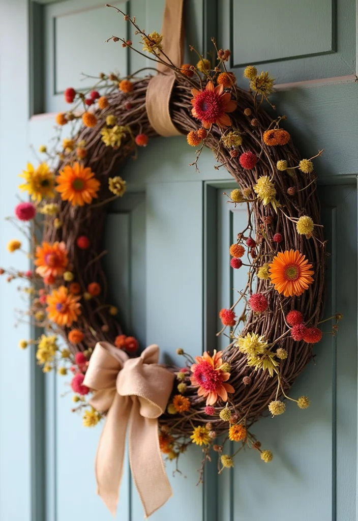 14 Fall Porch Decorating Ideas for Front Doors that Embrace Seasonal Warmth - 2. Cozy Wreaths on Your Door