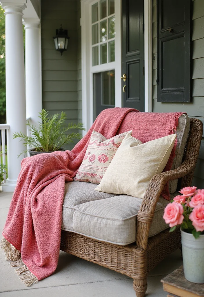 14 Fall Porch Decorating Ideas for Front Doors that Embrace Seasonal Warmth - 6. Cozy Textiles