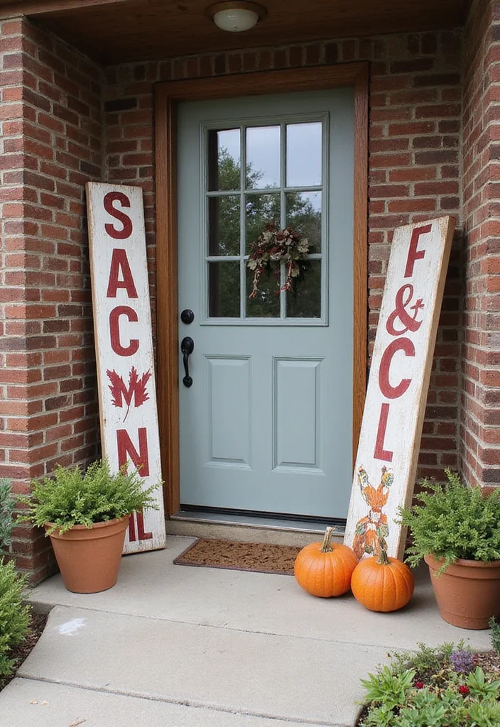 14 Fall Porch Decorating Ideas for Front Doors that Embrace Seasonal Warmth - 8. Seasonal Signage