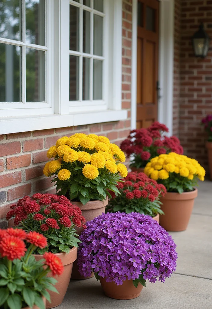 14 Fall Porch Decorating Ideas for Front Doors that Embrace Seasonal Warmth - 9. Colorful Mums