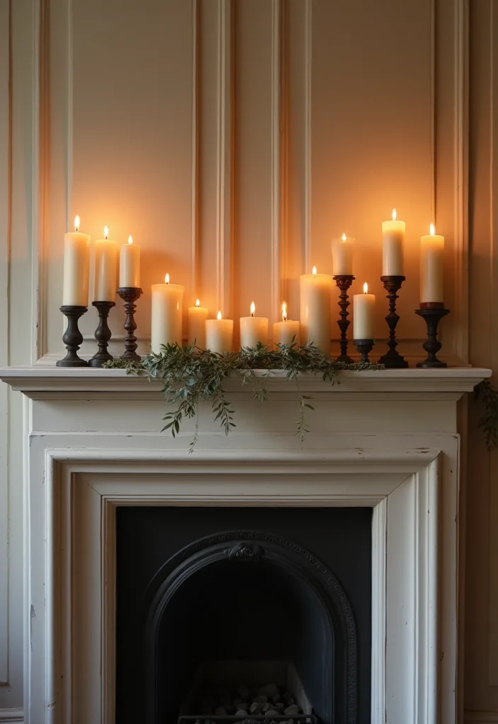 14 French Country Fireplace Ideas for Rustic Elegant Charm 10. Elegant Candle Displays