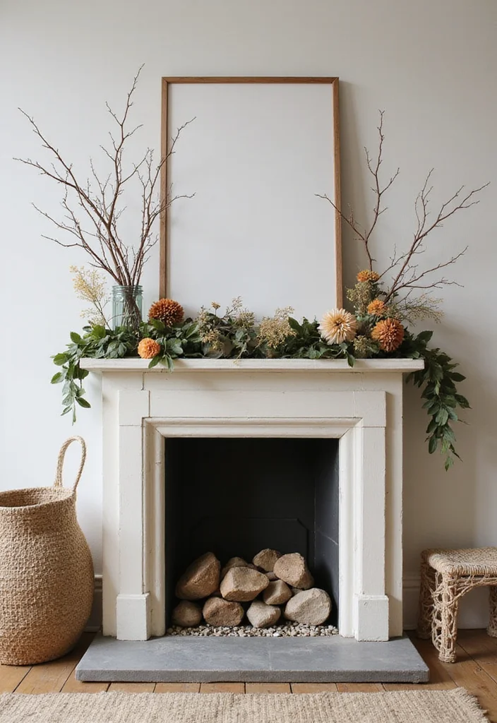 14 French Country Fireplace Ideas for Rustic Elegant Charm 13. Natural Elements in Decor