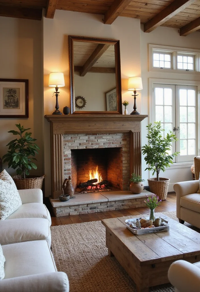 14 French Country Fireplace Ideas for Rustic Elegant Charm 4. Cozy Farmhouse Accents