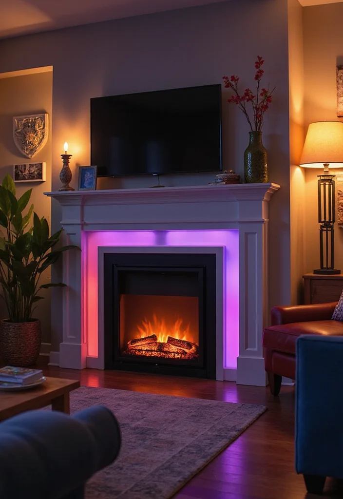 14 Modern Electric Fireplace Ideas for Sleek Contemporary Warmth - 14. Color-Changing Electric Fireplaces