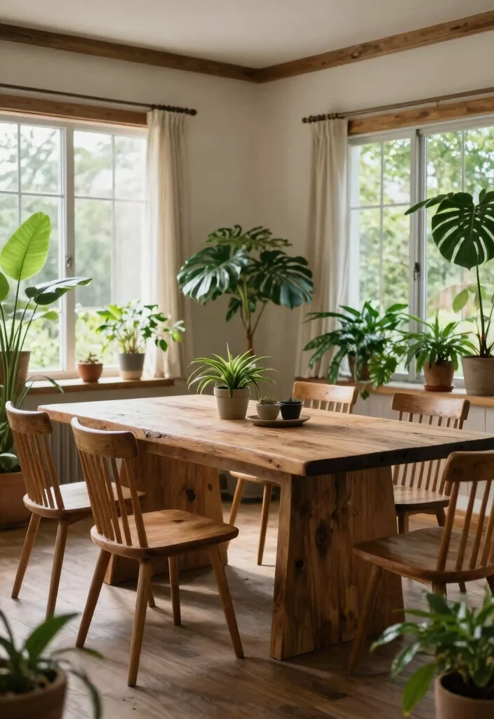 14 Vintage Modern Dining Room Ideas That Feel Warm and Timeless - 11. Natural Elements 1