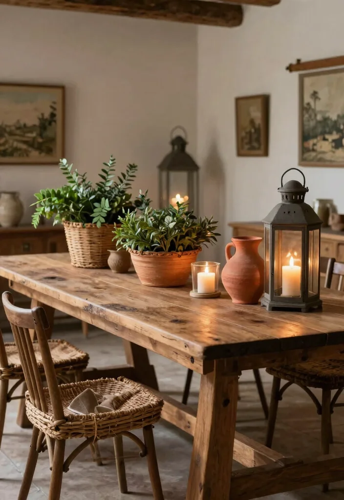 14 Vintage Modern Dining Room Ideas That Feel Warm and Timeless - 6. Rustic Touches 1