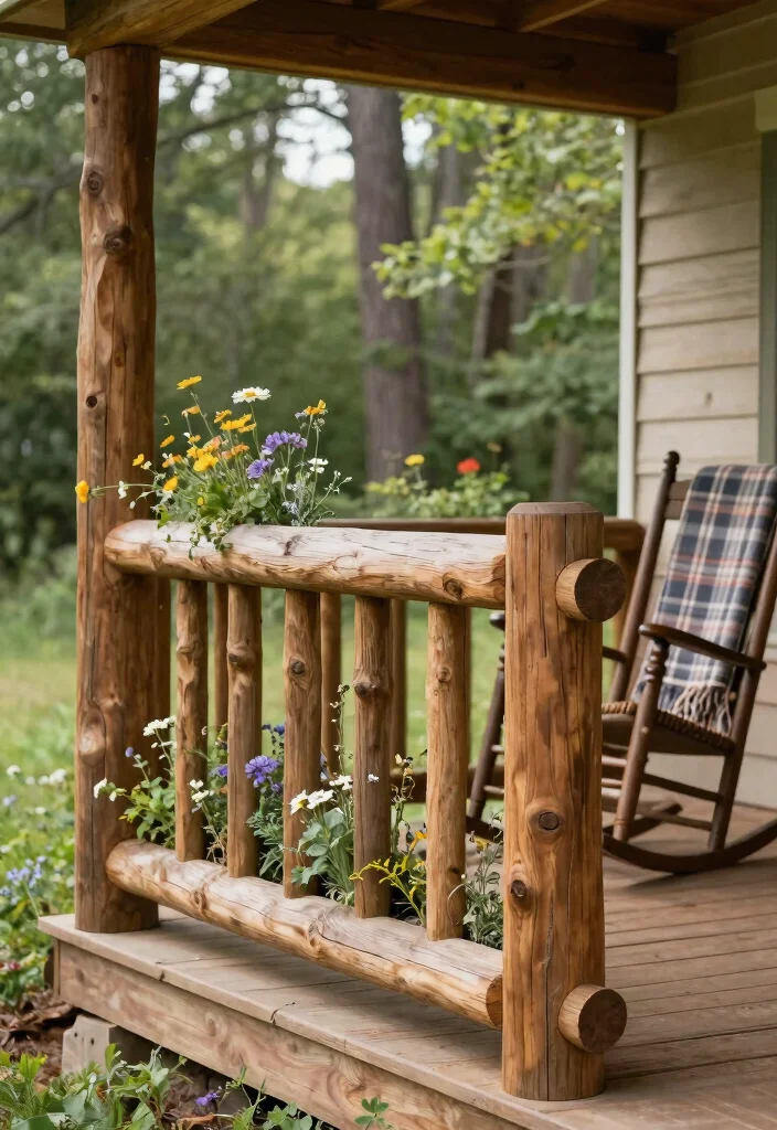 14 Wood Porch Railing Ideas for a Warm and Classic Front Porch 2. Rustic Log Railings 0