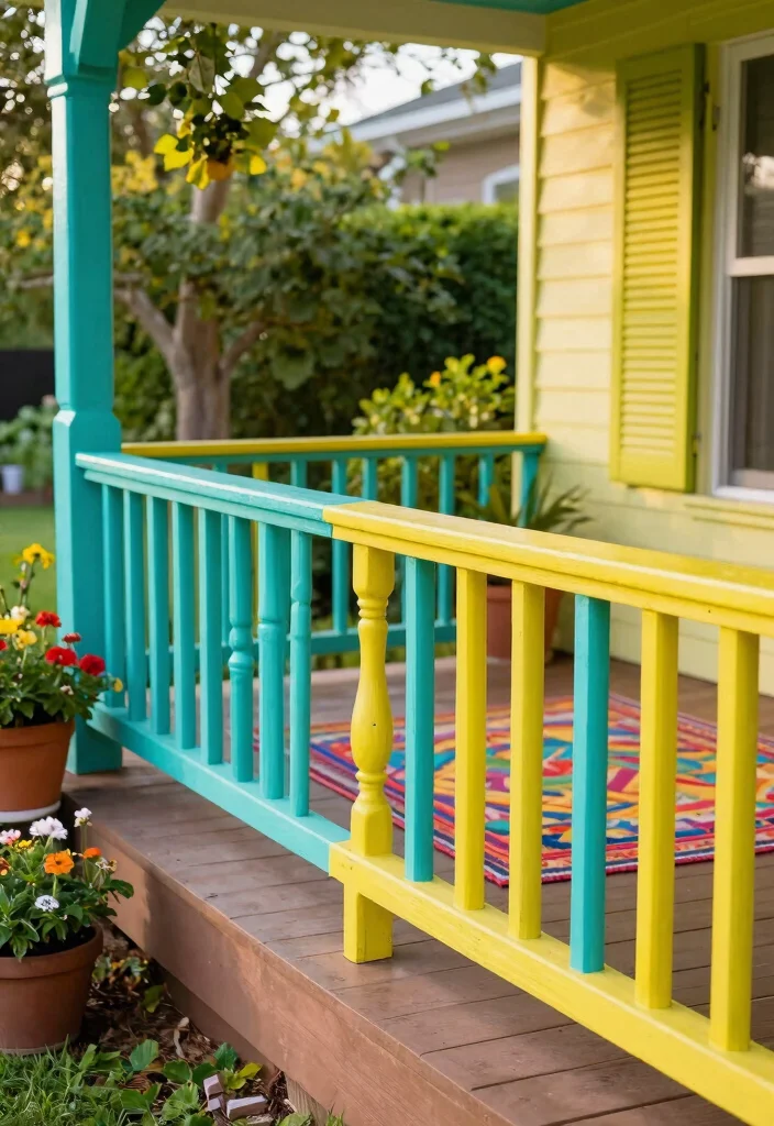 14 Wood Porch Railing Ideas for a Warm and Classic Front Porch 3. Painted Wood Railings 0