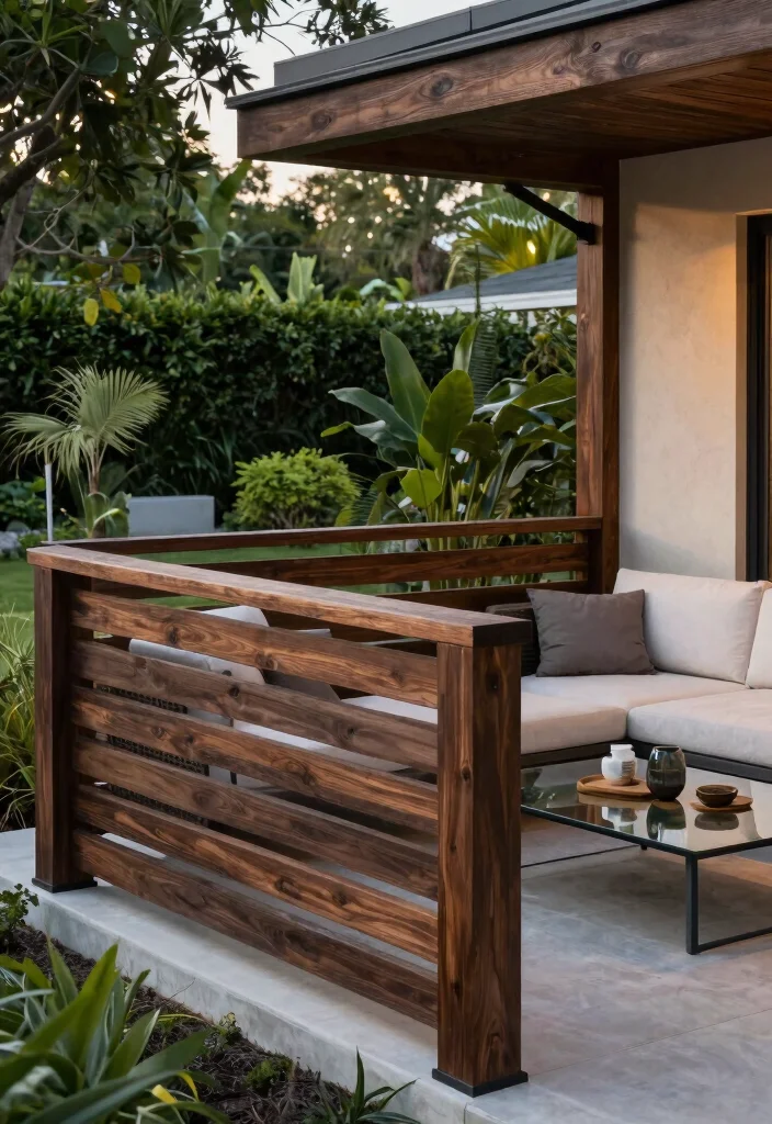 14 Wood Porch Railing Ideas for a Warm and Classic Front Porch 4. Horizontal Slat Railings 0