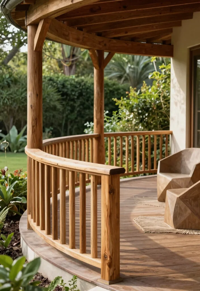 14 Wood Porch Railing Ideas for a Warm and Classic Front Porch 7. Curved Railings 0