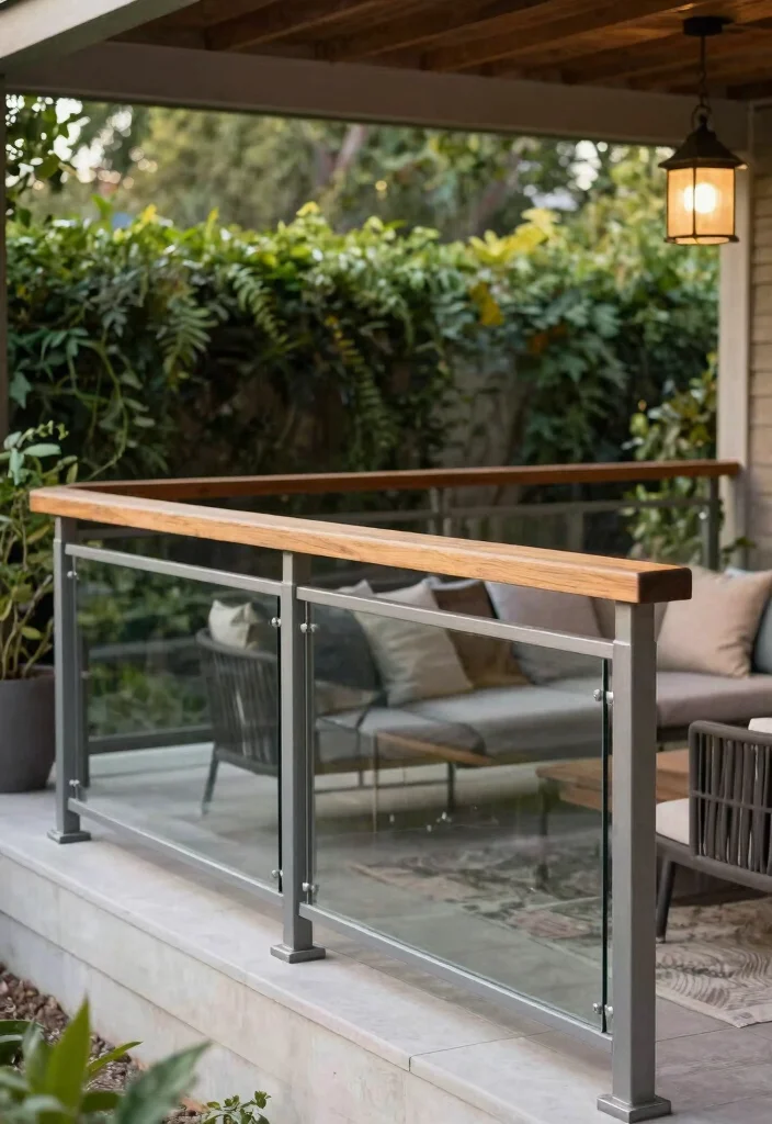 14 Wood Porch Railing Ideas for a Warm and Classic Front Porch 9. Multi Material Railings 0