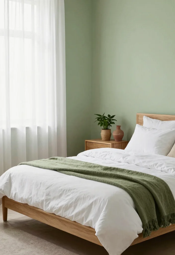 15 Bedroom Wall Paint Color Ideas to Refresh Any Space - 1. Calming Sage Green 1
