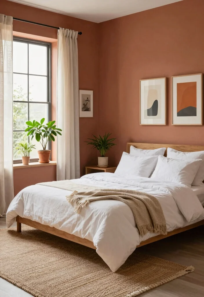 15 Bedroom Wall Paint Color Ideas to Refresh Any Space - 4. Earthy Terracotta 1
