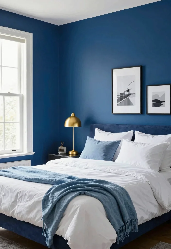 15 Bedroom Wall Paint Color Ideas to Refresh Any Space - 7. Bold Indigo 1