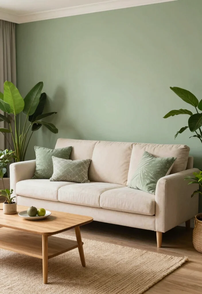 15 Living Room Wall Paint Color Ideas for Every Home Style - 11. Tranquil Sage Green 1