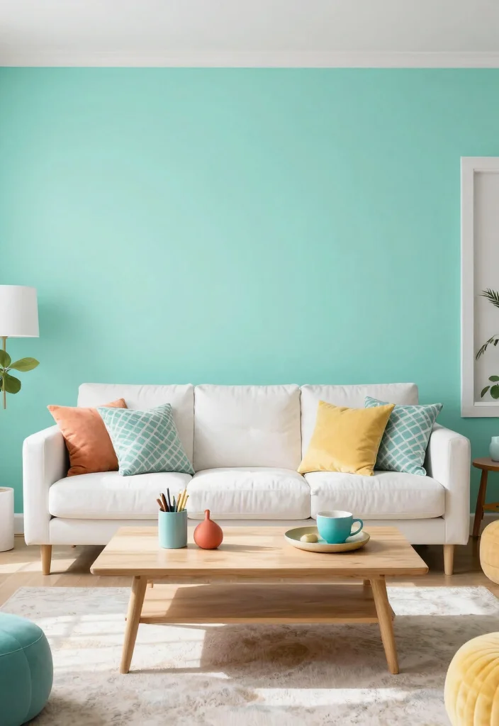 15 Living Room Wall Paint Color Ideas for Every Home Style - 15. Bright Mint 1
