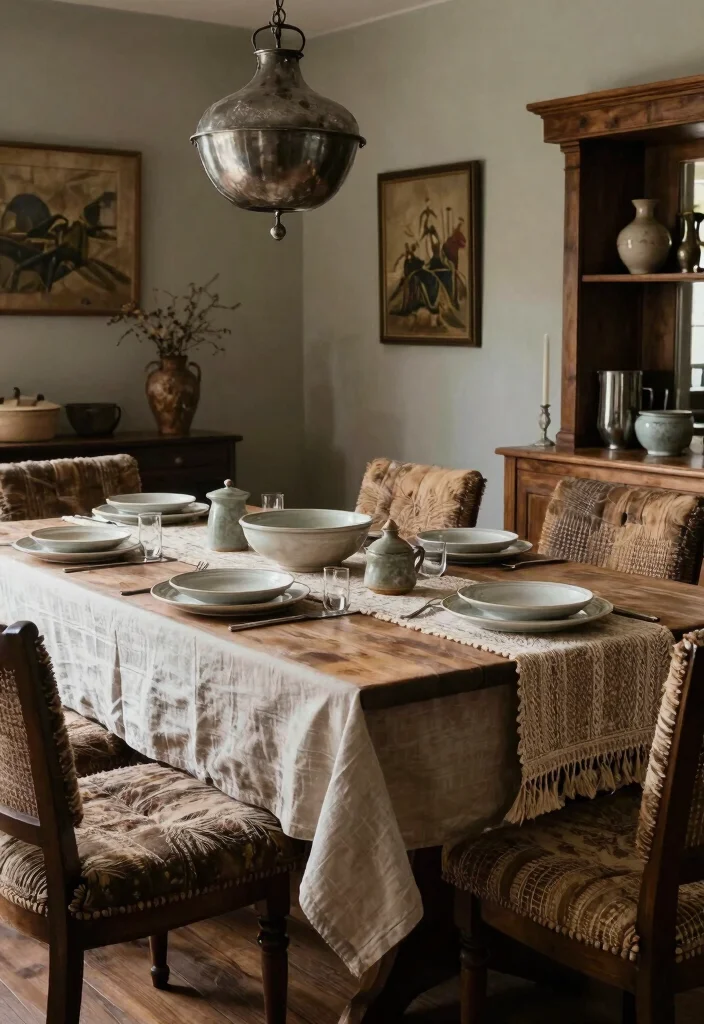 15 Vintage Dining Room Design Ideas for a Classic Yet Livable Look - 10. Textural Variety 1