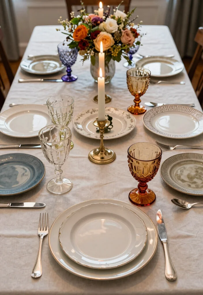 15 Vintage Dining Room Design Ideas for a Classic Yet Livable Look - 11. Vintage Tableware 1