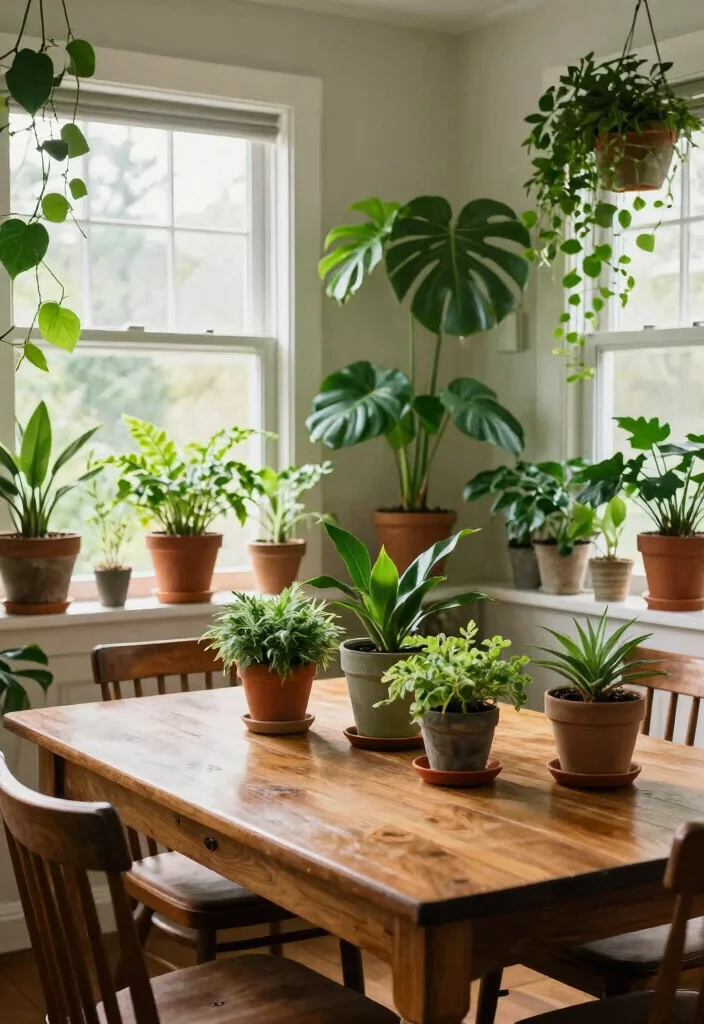 15 Vintage Dining Room Design Ideas for a Classic Yet Livable Look - 12. Indoor Plants 1