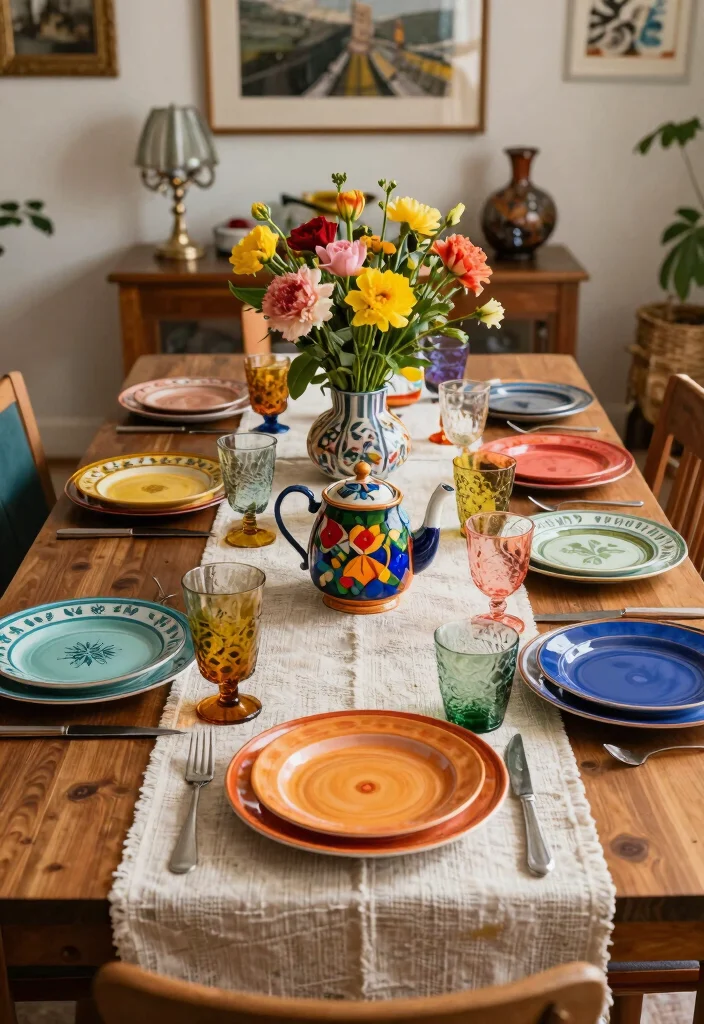 15 Vintage Dining Room Design Ideas for a Classic Yet Livable Look - 4. Eclectic Dining Accessories 1