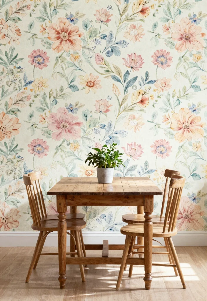 15 Vintage Dining Room Design Ideas for a Classic Yet Livable Look - 5. Wallpaper with Character 1