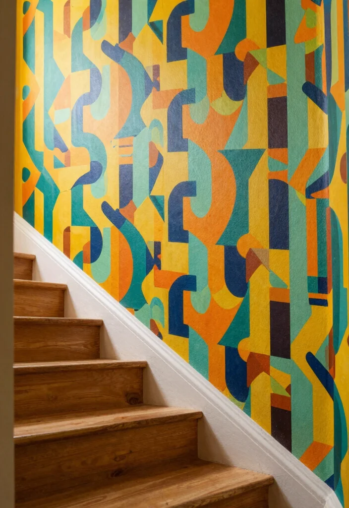 12 Stairs Wall Decor Ideas That Turn Hallways Into Gallery Moments 9. Bold Wallpaper Designs 0