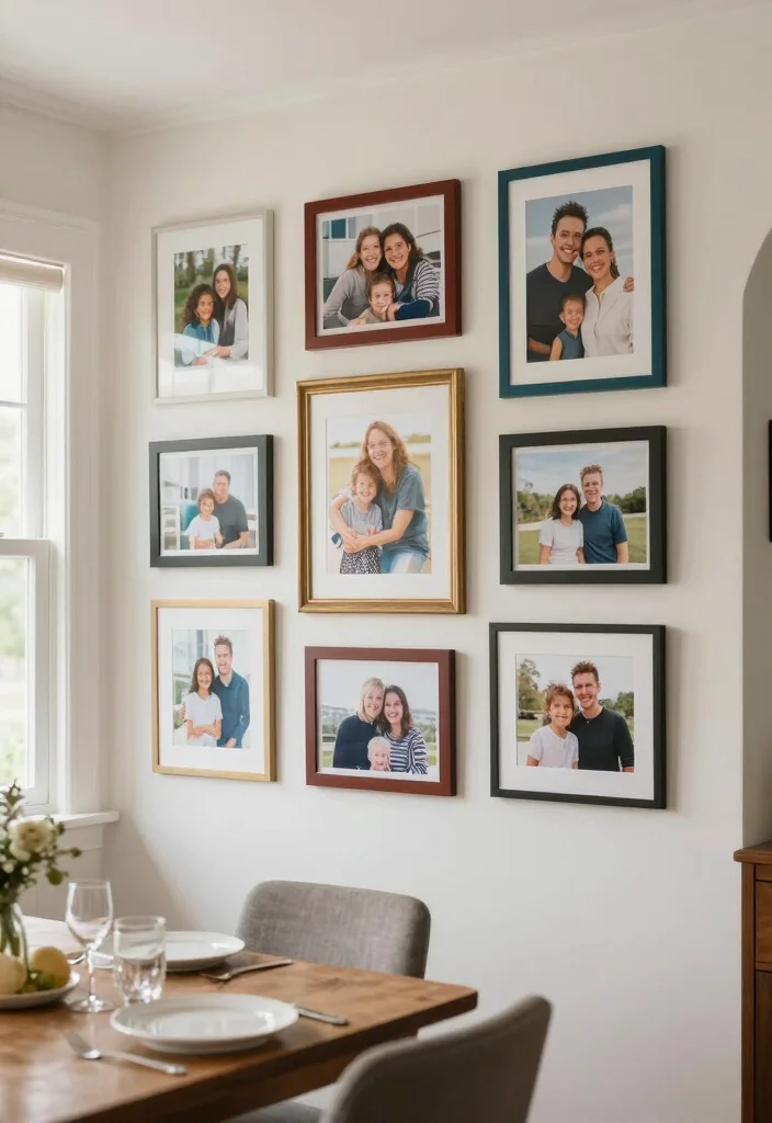 14 Dining Wall Decor Ideas That Anchor the Table Beautifully 3. Gallery Wall of Family Memories 0