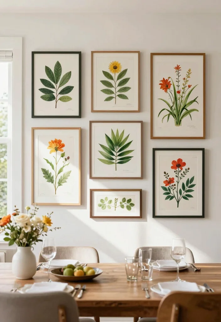 14 Dining Wall Decor Ideas That Anchor the Table Beautifully 7. Framed Botanical Prints 0