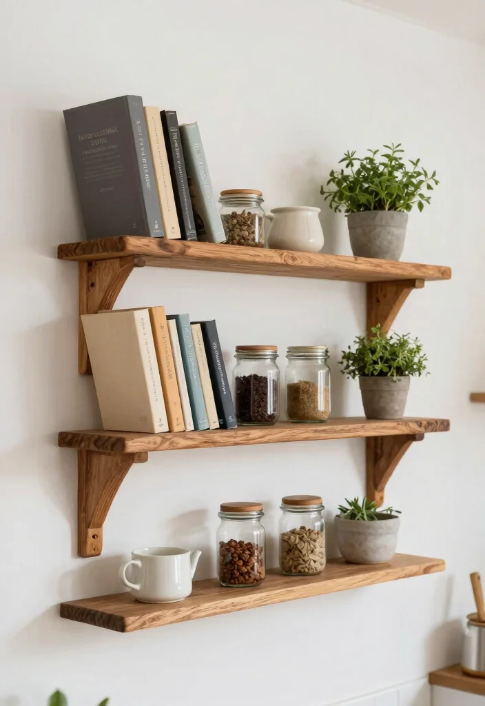 14 Kitchen Wall Decor Ideas That Add Warmth Without Clutter 1 14 Kitchen Wall Decor Ideas That Add Warmth Without Clutter 1. Rustic Wooden Shelves 0