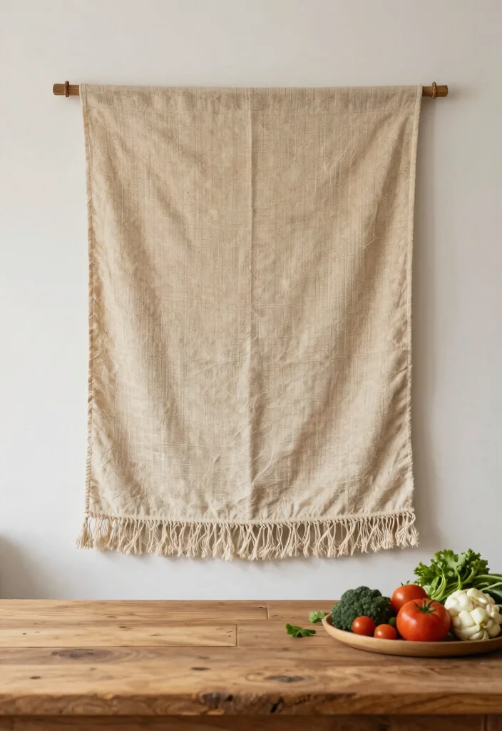 14 Kitchen Wall Decor Ideas That Add Warmth Without Clutter 15 14 Kitchen Wall Decor Ideas That Add Warmth Without Clutter 13. Textured Fabric Wall Hangings 0