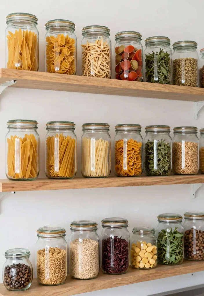 14 Kitchen Wall Decor Ideas That Add Warmth Without Clutter 16 14 Kitchen Wall Decor Ideas That Add Warmth Without Clutter 14. Glass Jars for Storage and Decor 0