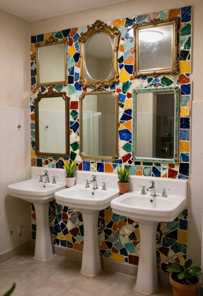 15 Bathroom Wall Decor Ideas That Feel Spa Inspired 6. Upcycled Art Installations 0