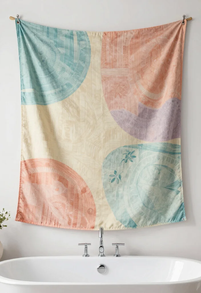 15 Bathroom Wall Decor Ideas That Feel Spa Inspired 8. Tranquil Tapestry 0