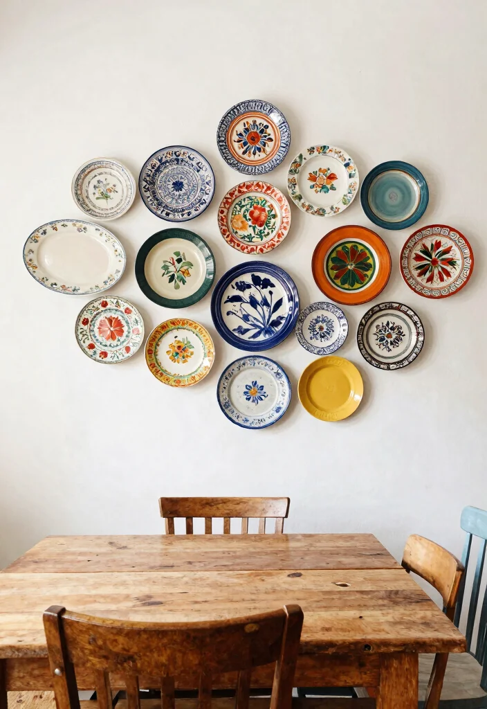 15 Dining Room Wall Decor Ideas That Make Guests Look Twice 1. Vintage Plate Gallery 0